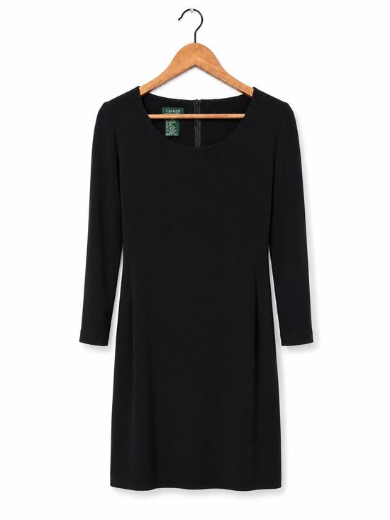 Ralph Lauren Dresses & Skirts - Ralph Lauren Black Fitted Pencil Dress Sz L Staple Luxury Essential LBD Classic